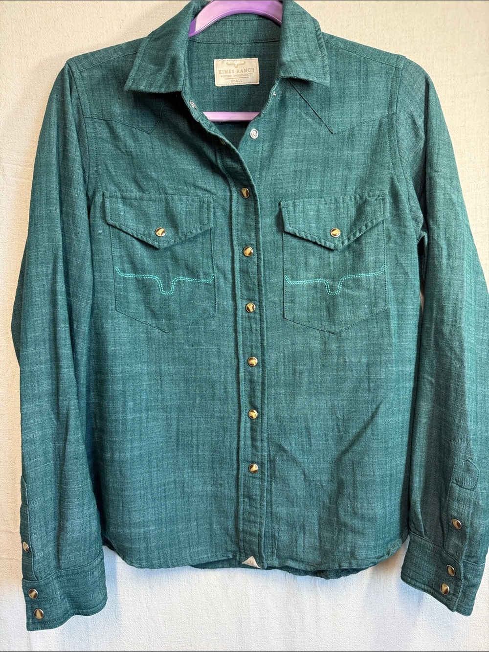 Kimes Ranch Teal Green Snap-Front Western Shirt